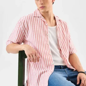 Stripes Linen Blend Regular Fit Shirt