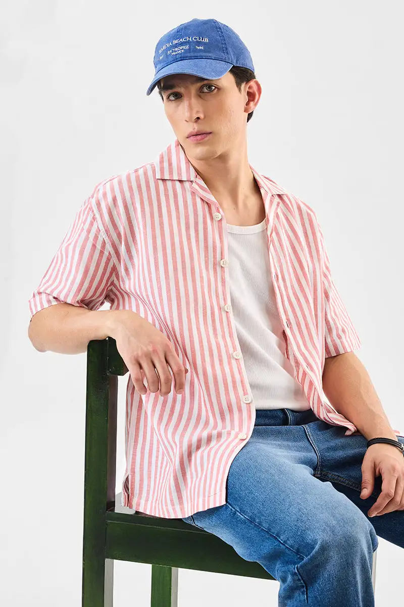 Stripes Linen Blend Regular Fit Shirt