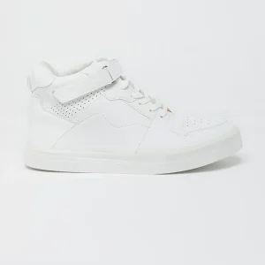 White Solid High Ankle Sneakers