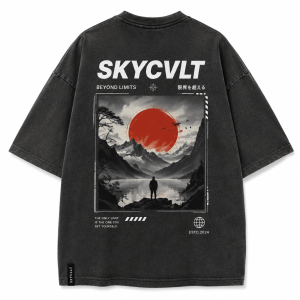 Skycvlt Beyond Limits Oversized T-Shirt – Washed Charcoal | 240 GSM Premium Cott